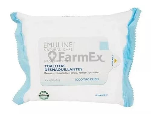 Toallitas desmaquillantes Emuline "Natural care" x 25 unidades Qualipharm
